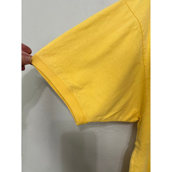 VTG Badge Shirt Mens XL Short‎ Sleeve V Neck Blue T-Shirt 100% Cotton 90s Y2K - Picture 4 of 12